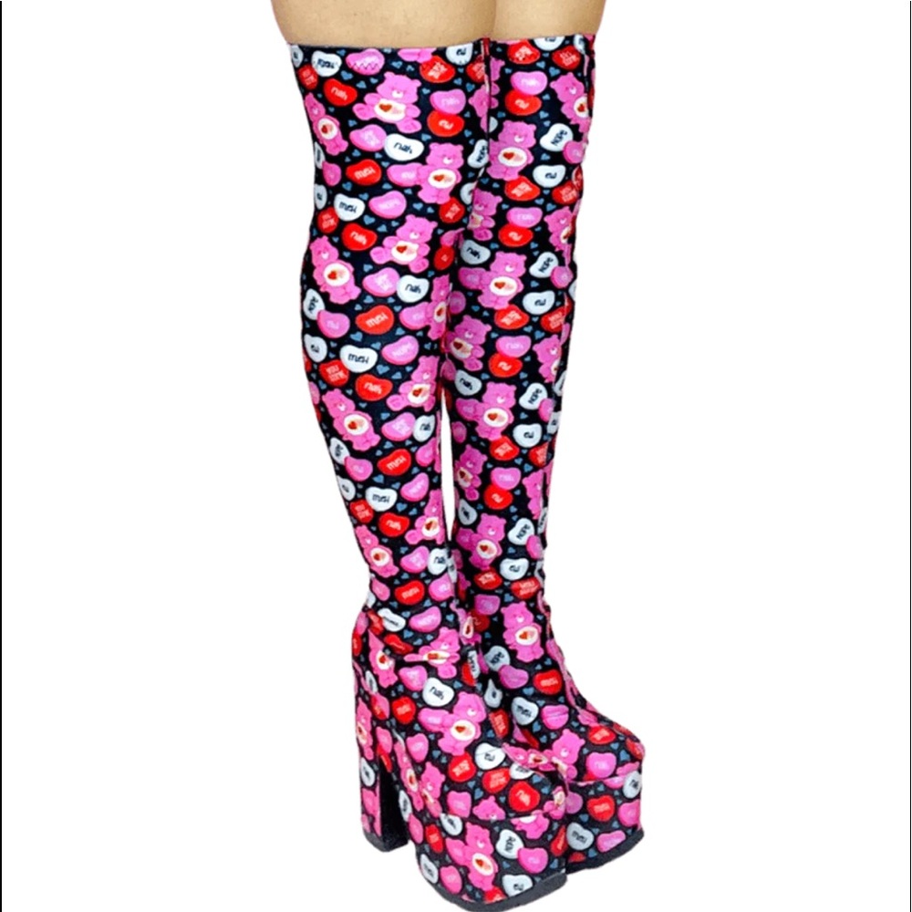 YRU Care Bears Valentine’s Thigh High Boots Size 9. NEVER WORN!